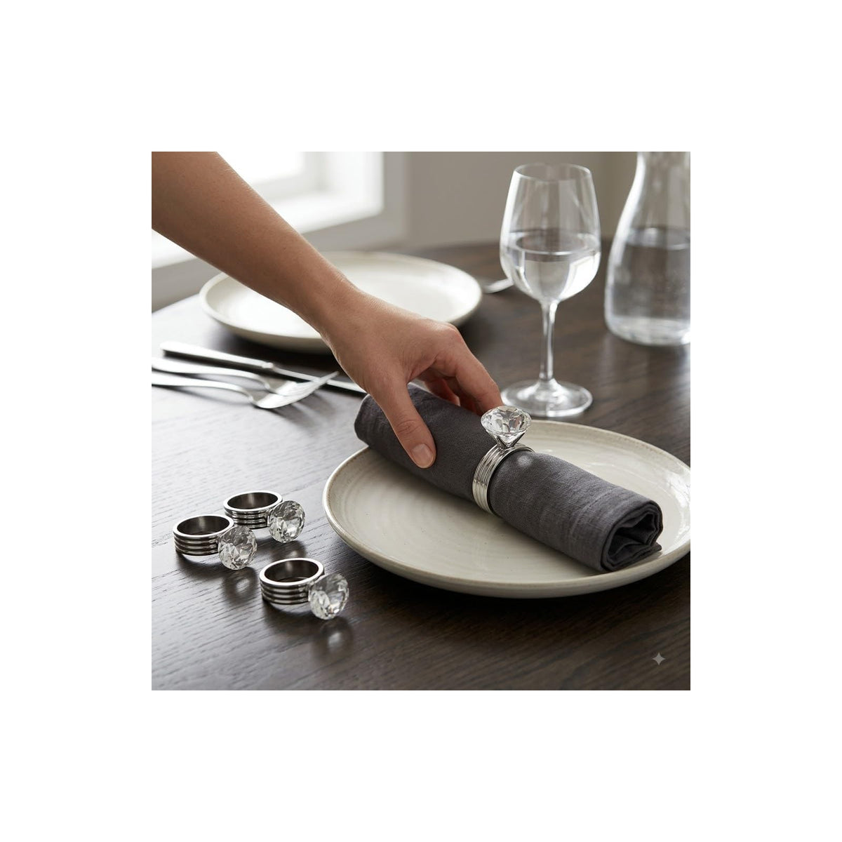 Harman Napkin Ring, Clear and Silver