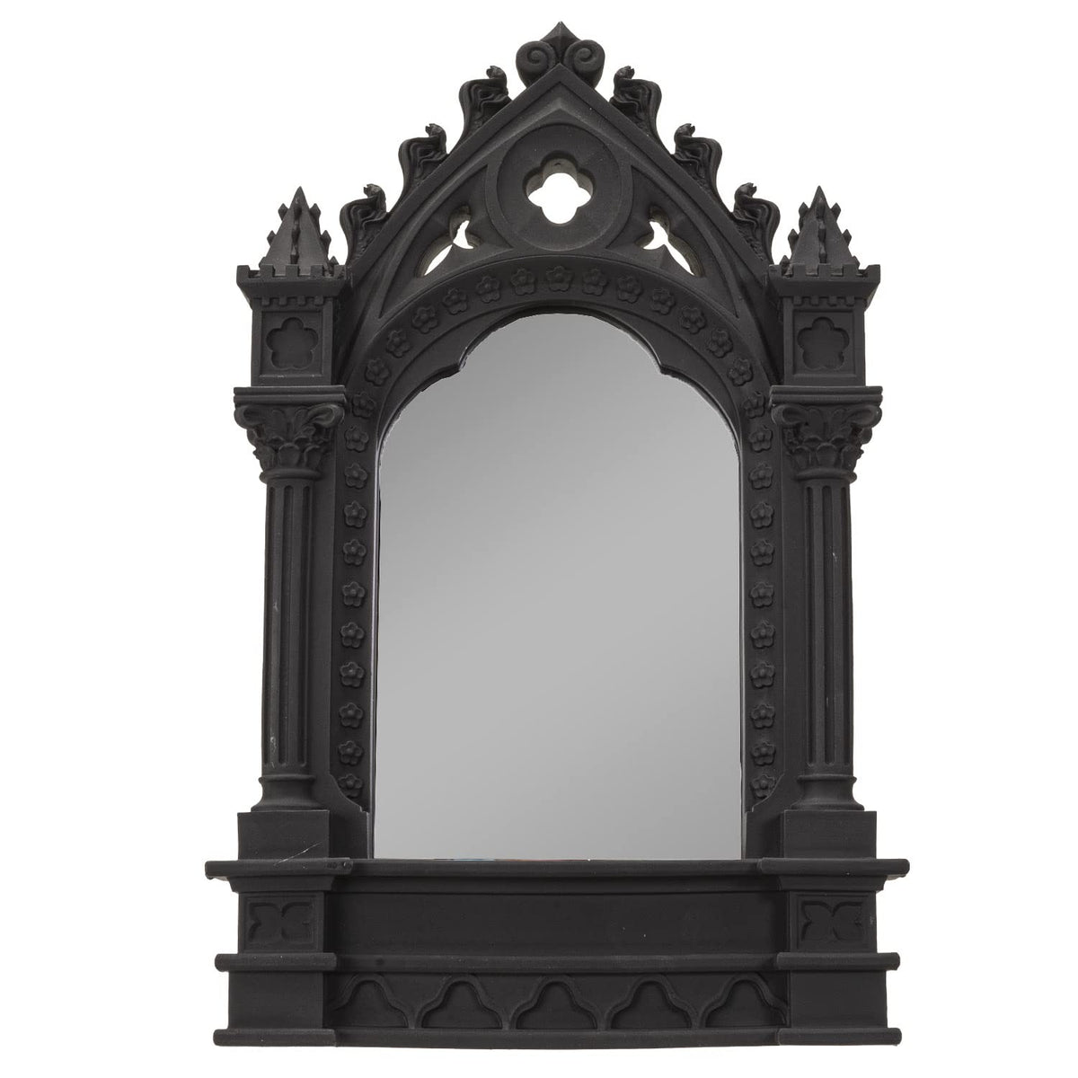 Pacific Trading Giftware Gothic Cathedric Mirror, 10.83-inch Height, Resin, Black, Home Décor, Tabletop Décor, Halloween