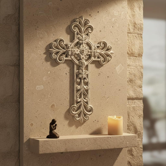 Comfy Hour 12 Inch Cross Wall Decor, White Wall Cross