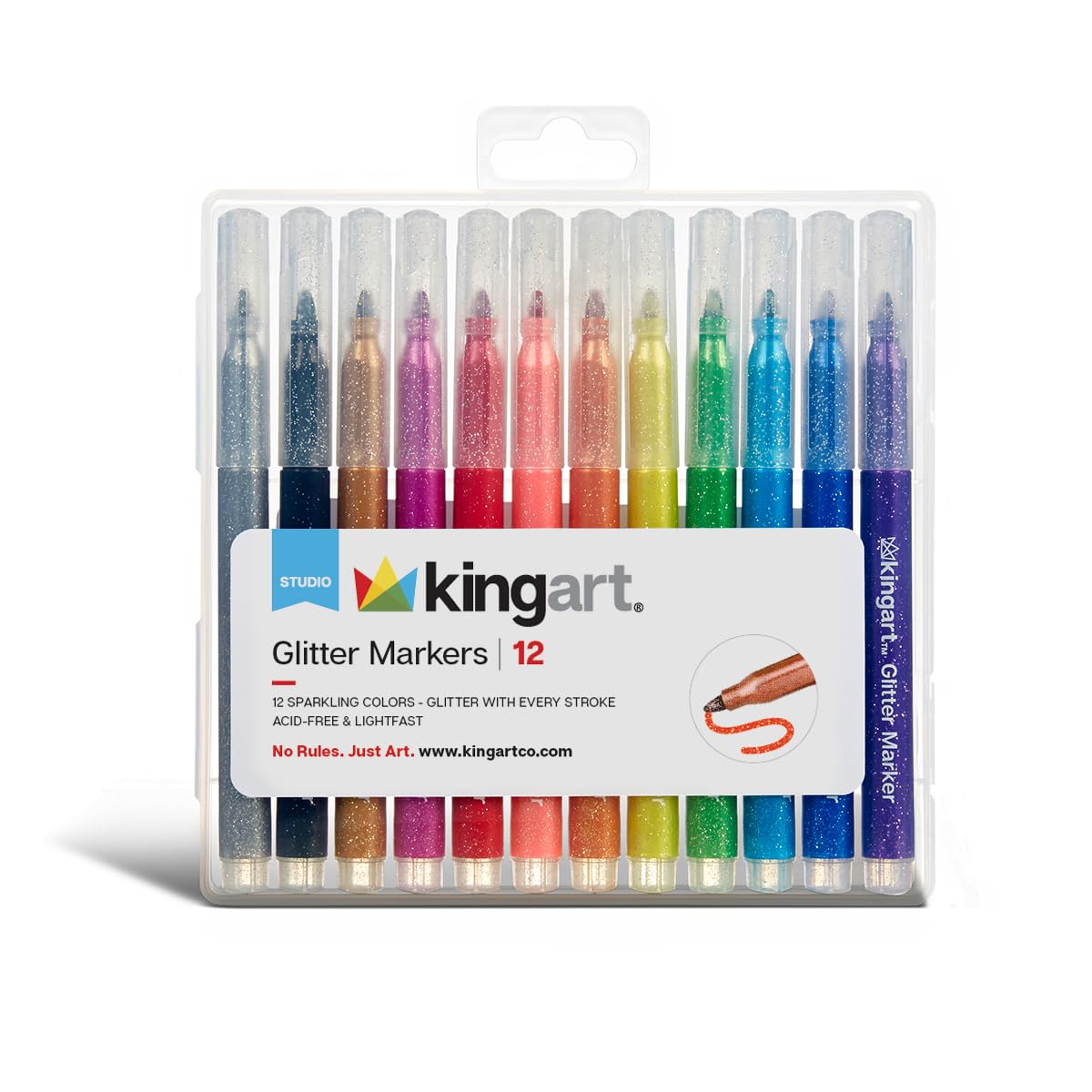 KINGART 420-12 Glitter Marker Set, One Size, Multicolor