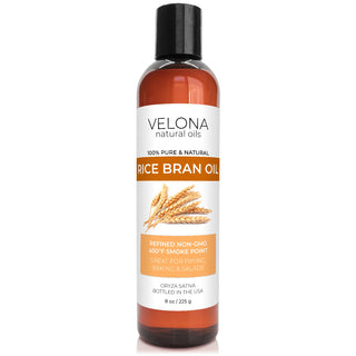 velona Rice Bran Oil 8 oz | 100% Pure and Natural Carrier Oil | Refined, Cold Pressed | Cooking, Face, Hair, Body & Skin Care | Use Today - Enjoy Results