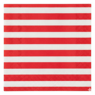 Harman Cabana Stripe Luncheon Napkins - Decorative Paper Table Napkins for Dinner, Birthdays, Parties, Celebrations - 6.5" x 6.5" Pack of 20 - Red