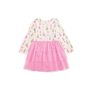 Mud Pie Dress, Pink, Kids Christmas Nutcracker Print Tutu Dress
