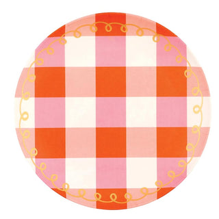 Slant Collections Dishware Plate, Set of 4, Pink Plaid