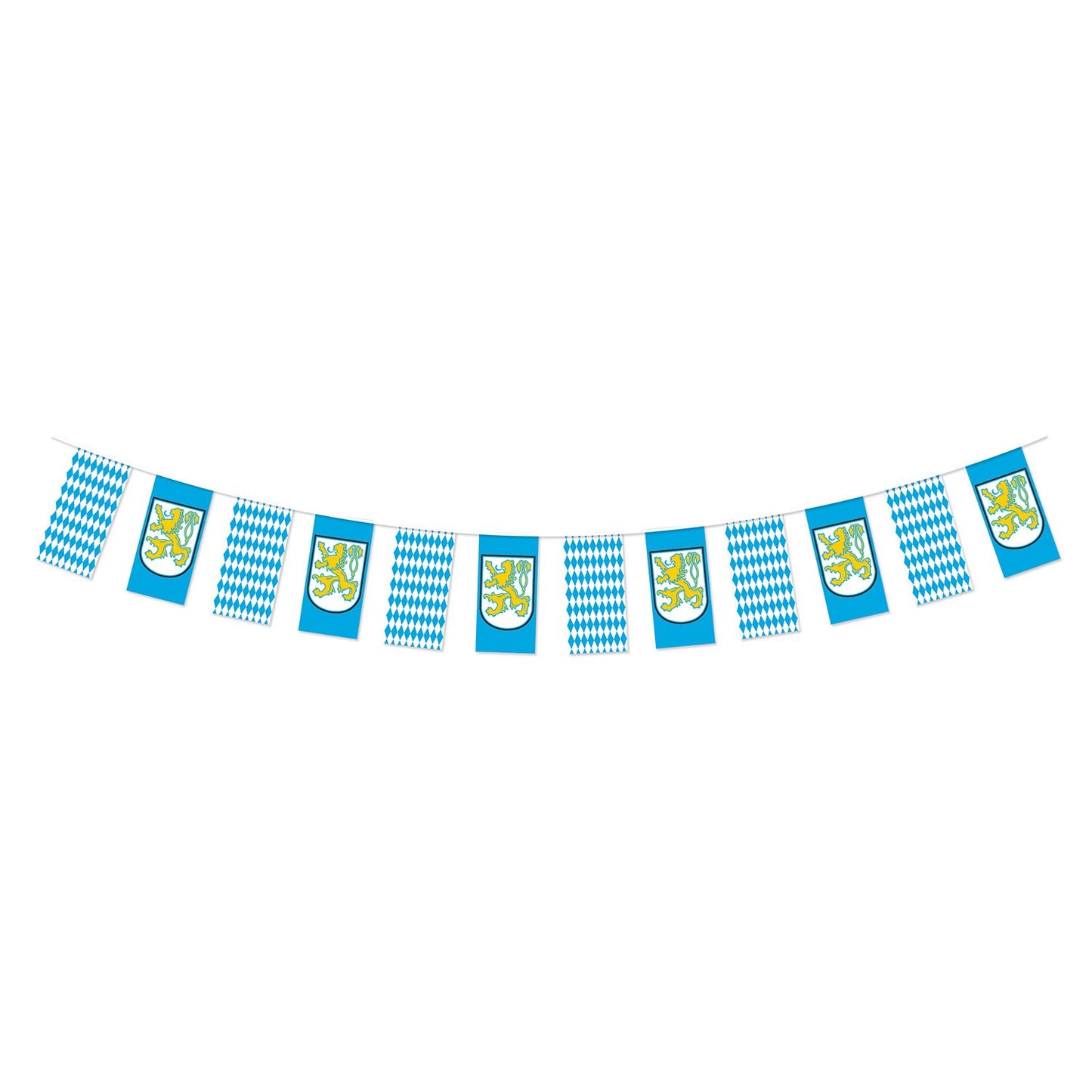 Beistle Oktoberfest Pennant Banner, 10" x 12', Blue/White/Yellow,54243
