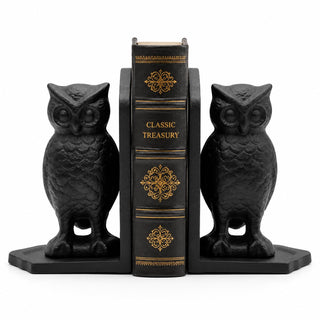 Comfy Hour Antique and Vintage Animal Collection Cast Iron Set of 2 Owls Bookends Art Bookend, 1 Pair, Black, Heavy Weight