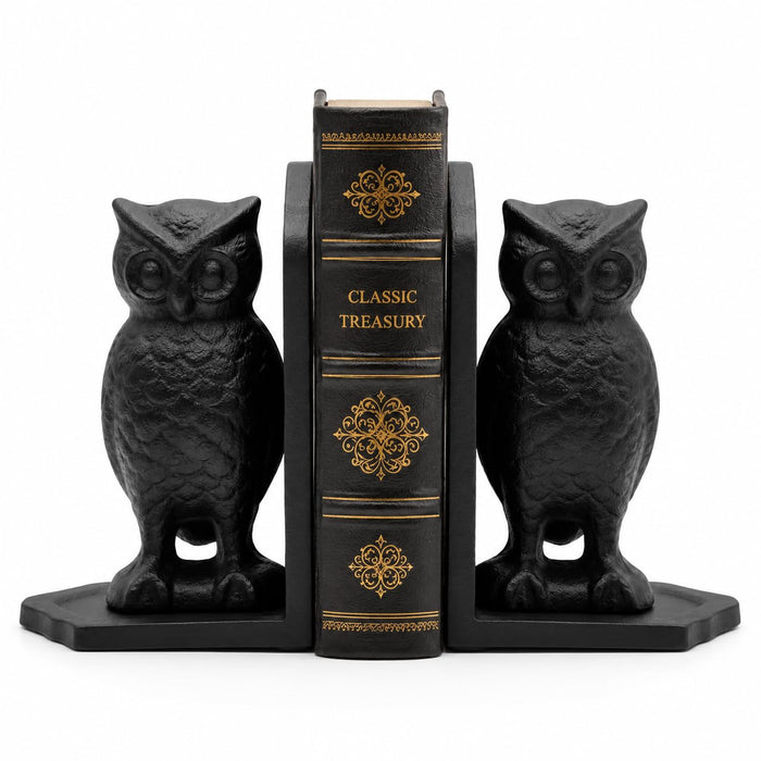 Comfy Hour Antique and Vintage Animal Collection Cast Iron Set of 2 Owls Bookends Art Bookend, 1 Pair, Black, Heavy Weight
