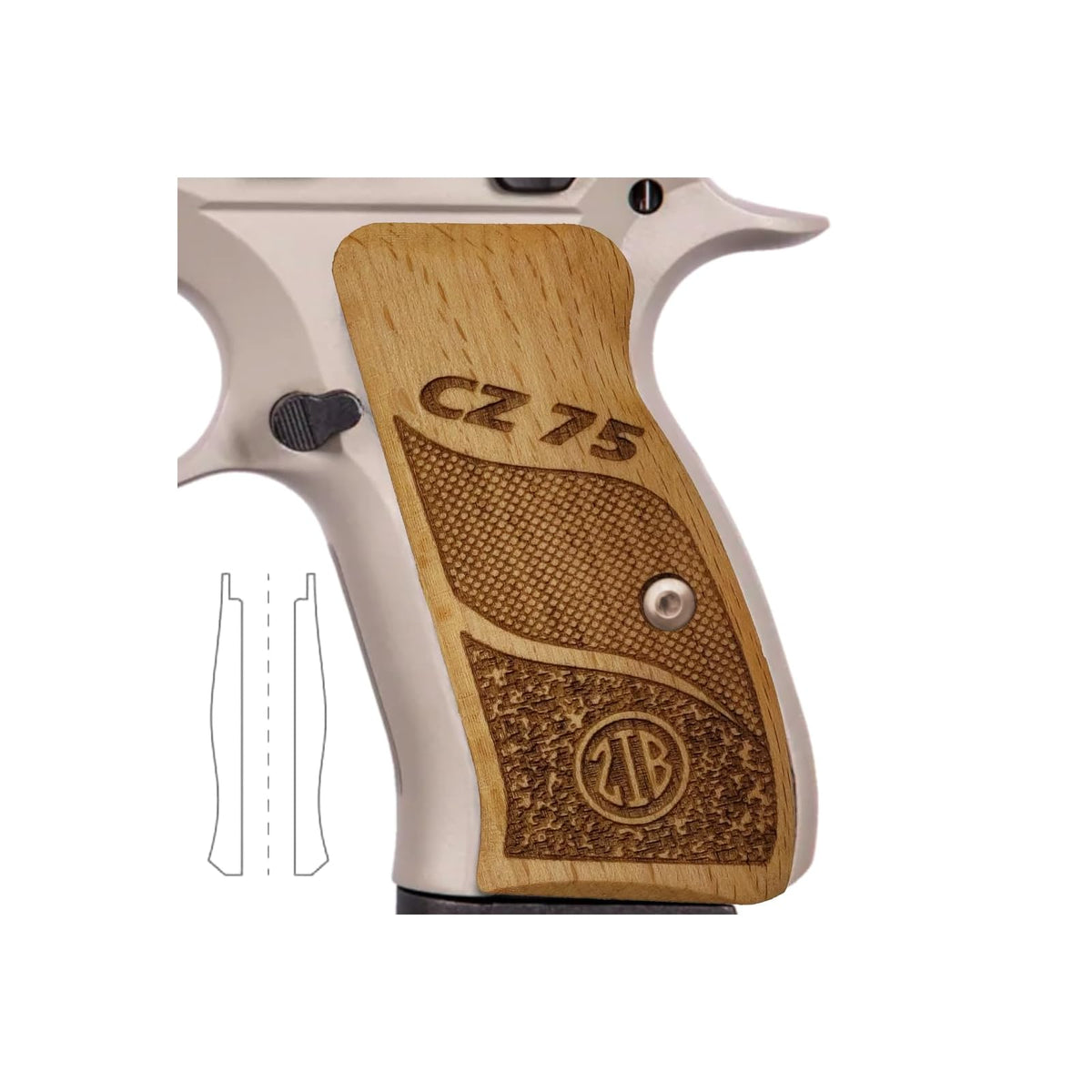 Zib Grips Gun Grip, CZ 75/85 Compact, Natural Wood, Prime Oak, Oak