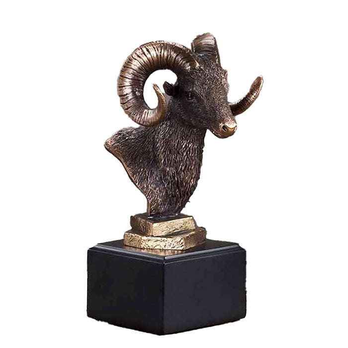 Ram Head Statue - Bronze Finish 4 inches Wide x 8 inches High