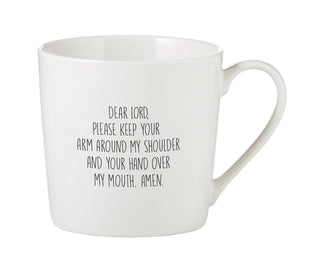Creative Brands Dear Lord Arm Around Shoulder Hand Over Mouth 14 Ounce Bone China Cafe Coffee Mug