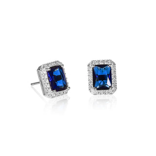 Diamond Treats Earring, 9mm x 11mm, Blue-Silver
