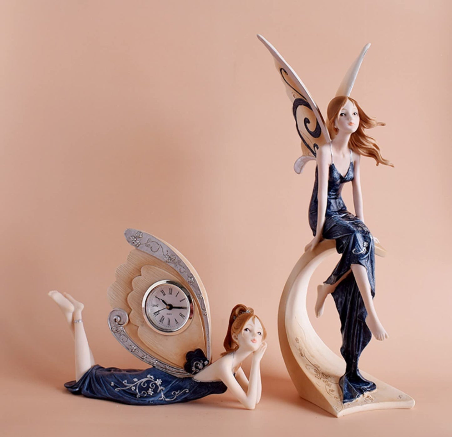 Comfy Hour The Sitting Fairy Figurine Black Dress 7" Figurine, Fairyland Collection, Stone Resin