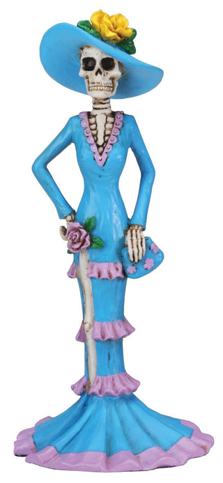 Pacific Trading Dod Blue Senorita Mexican Traditional Skeleton Figurine