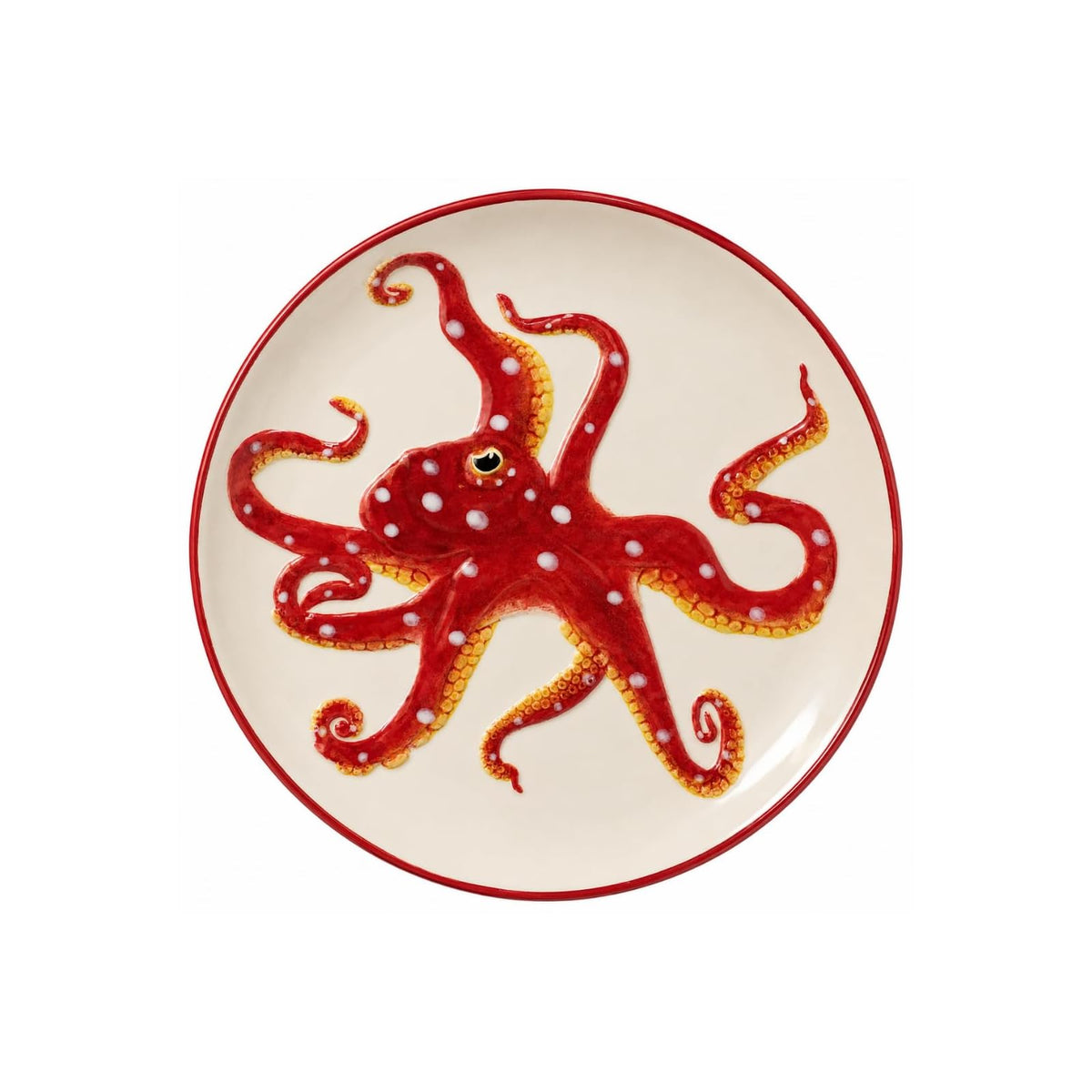 Blue Sky Clayworks Dishware Plate, Medium, Blue,Red