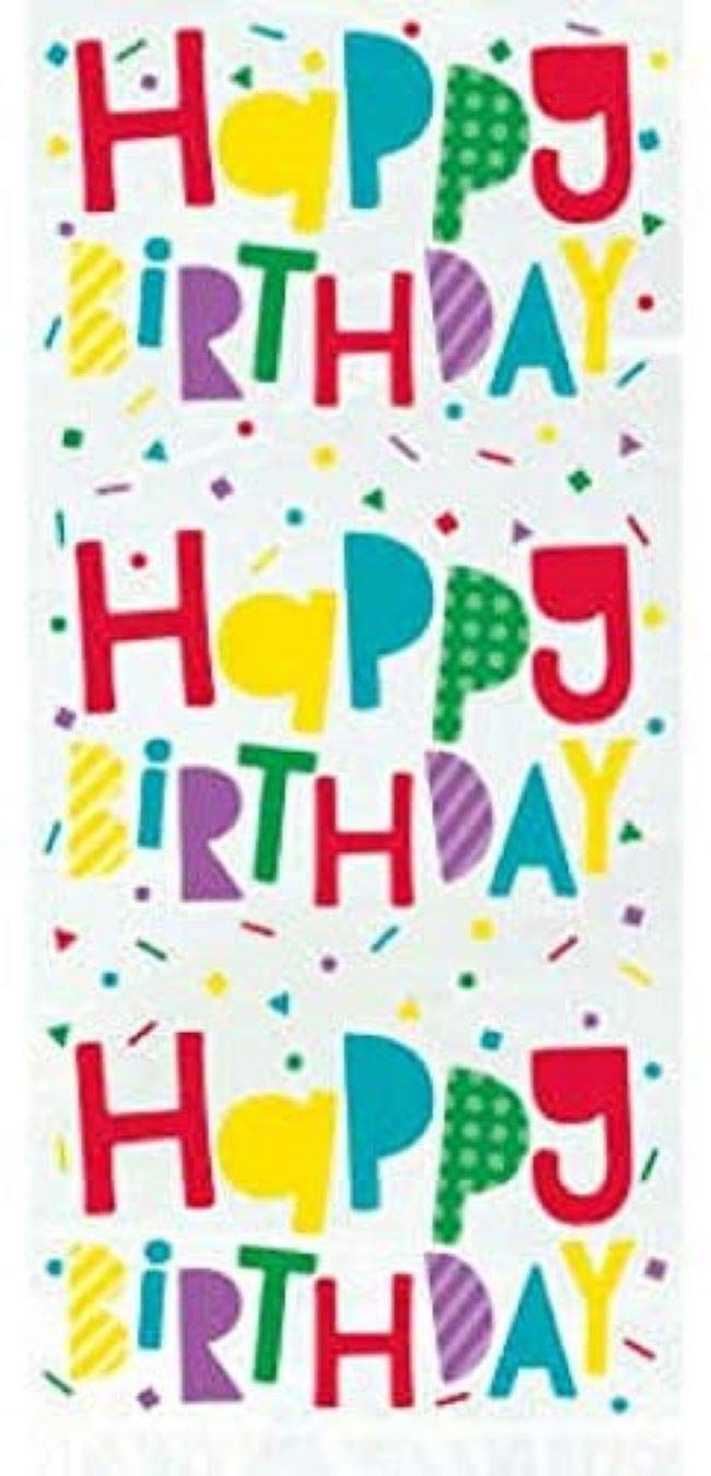 Unique Industries Colorful"Happy Birthday" Confetti Cellophane Bags (20 Pcs) - 1 Pack