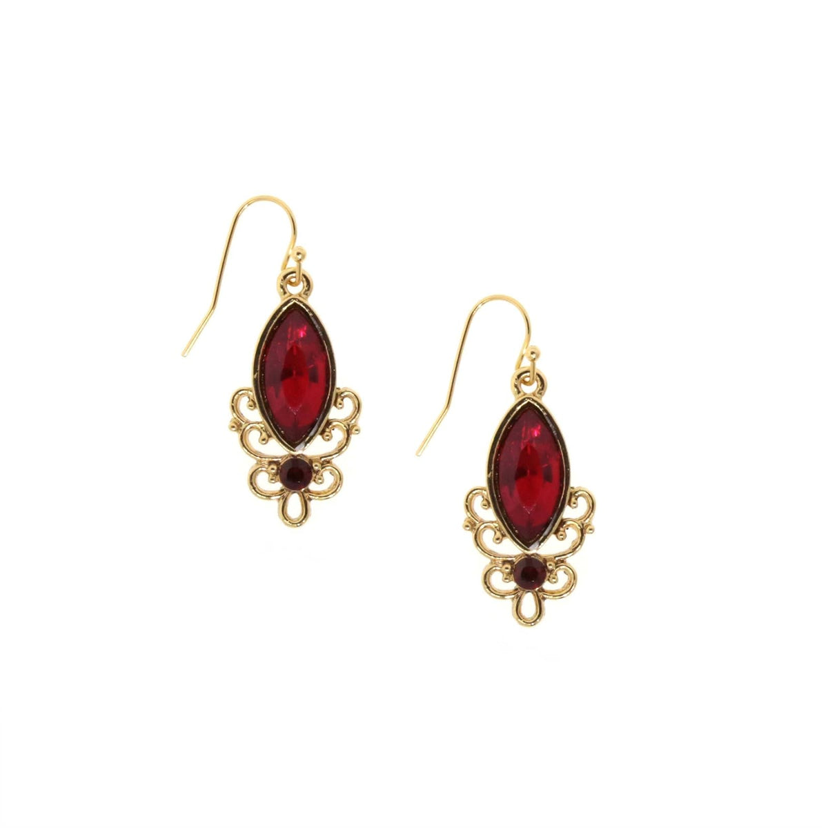 1928 Jewelry Company Earring, 1.43"L x 0.58"W, Red