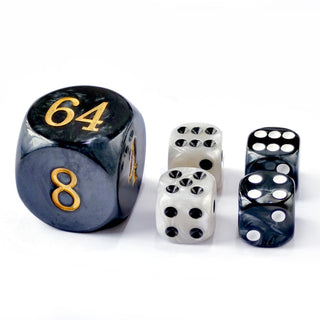 BESCON DICE Game Dice, 30MM, 5pcs Marble Black Set