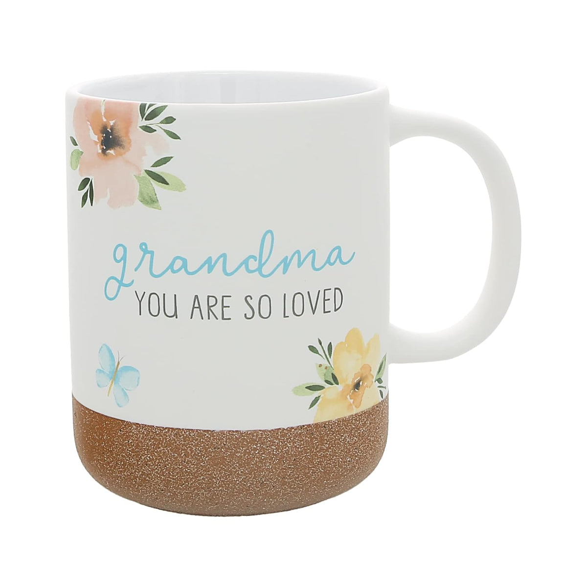 Pavilion Gift Company - Grandma You Are So Loved - 16-ounce Stoneware Mug with Sandy Glazed Bottom, Floral Pattern, Large Handle Coffee Cup, Mother’s Day Gift, Gifts For Grandma, 1 Count