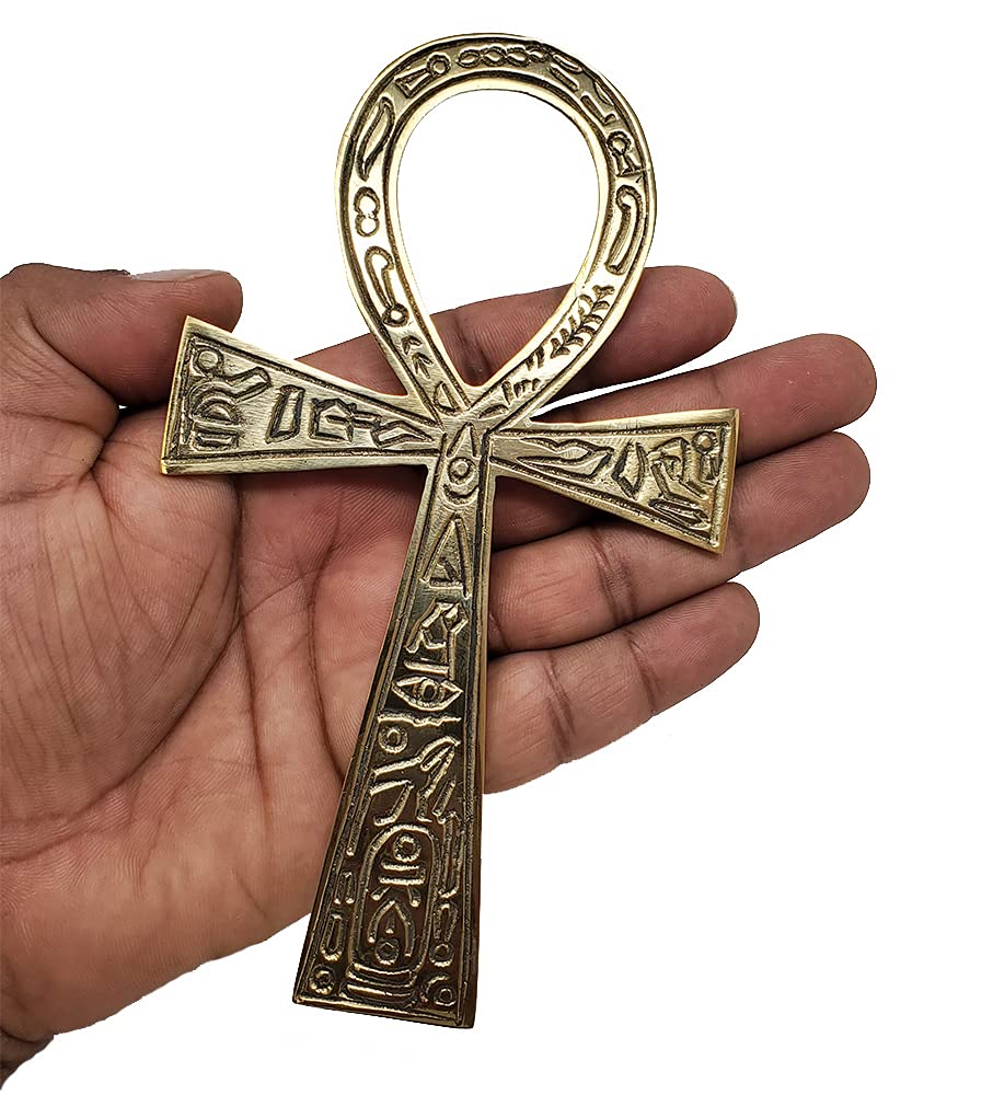 New Age Imports, Inc. Wall Art, 6.3"L x 3.5"W, Brass Ankh 6.25”