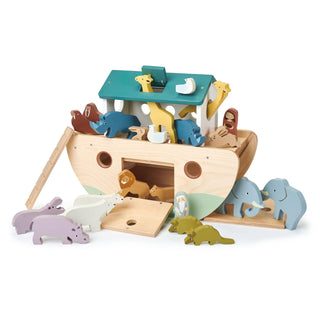Tender Leaf Toys Noah’s Wooden Ark – Animal Shape Sorter – Christian Religion and Bible Story Based Educational Fun - Social, Creative, and Imaginative Play – Ages 3+