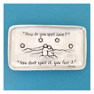 Basic Spirit Small Pewter Jewelry Tray - How do you spell Love - Home Decorative Bowl Christmas Gift, Jewelry Display, Ring Holder Storage Display Organizer Valentines Days