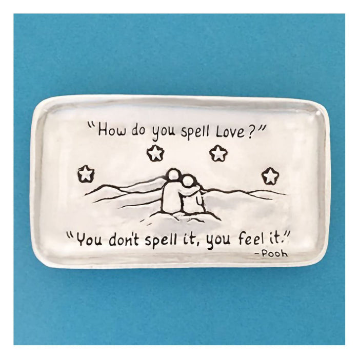 Basic Spirit Small Pewter Jewelry Tray - How do you spell Love - Home Decorative Bowl Christmas Gift, Jewelry Display, Ring Holder Storage Display Organizer Valentines Days