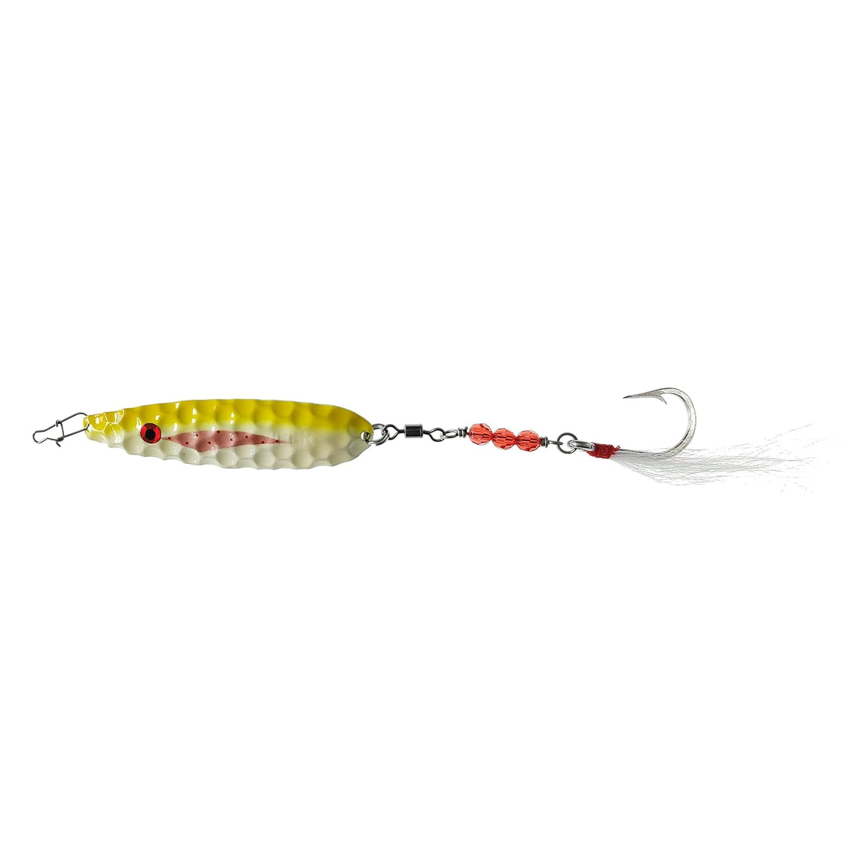 Thundermist Lure Company Fishing Hook, 1 Count, Bleeding Pearl/Chartreuse