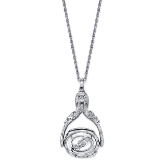1928 Jewelry 3 Sided Flower Spinner Locket Pendant Necklace 30 Inches, 30"