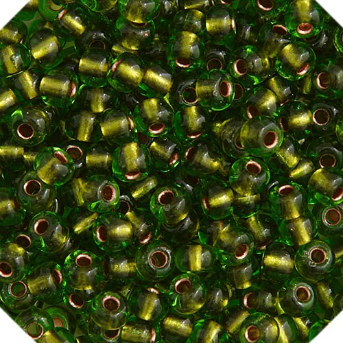 Dazzle-It! Craft Bead, 6/0, Green/Copper Lined