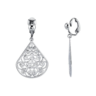 1928 Jewelry Company Earring, 1.5"L X 1"W, Silver Clip Ons