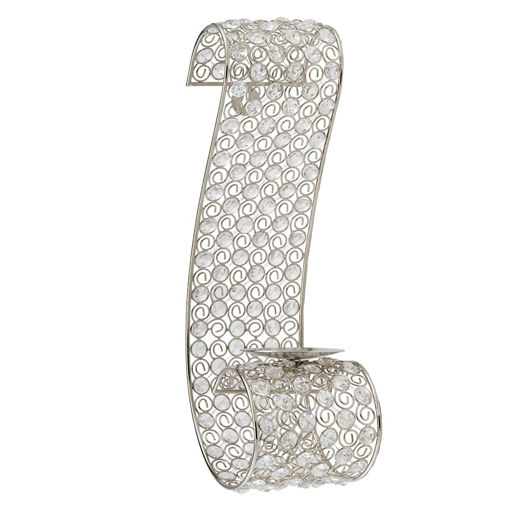 Modern Day Accents Voluta Cristal Scroll Wall Sconce, Silver (5716)