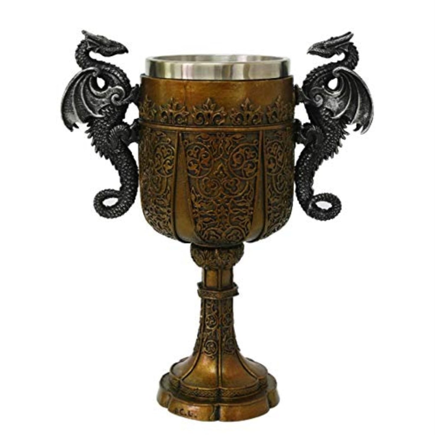 Pacific Trading Giftware Double Dragon Drinking Chalice Goblet 9 inches Tall
