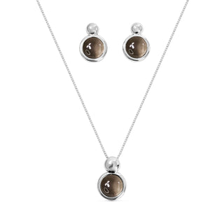 BStones Jewelry Set, White Gold, Obsidian