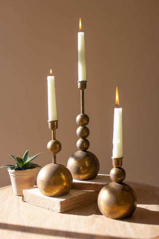 KALALOU Candle Holder, 3.88 x 3.88 x 11.5, Brass