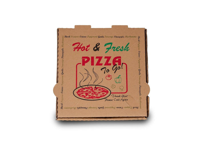 DHG Professional 50 Pack Pizza Box 4 Color Print "Hot & Fresh" Pizza Brown Color (10" x 10")