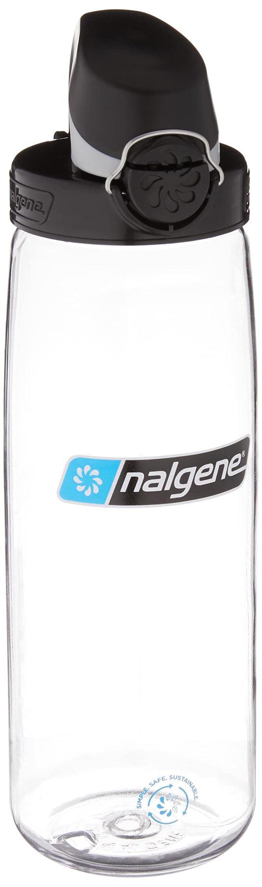 Nalgene Sustain Tritan BPA-Free On The Fly Water Bottle Made with Material Derived from 50% Plastic Waste, 24 OZ, Clear with Black