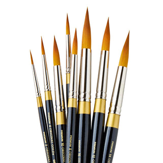 KINGART Paint Brush, Large, Black With Metallic Gold Ring