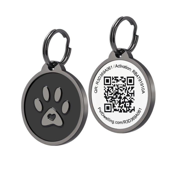 Pet Dwelling Label, 1.14 inches diameter, Lux Black Paw