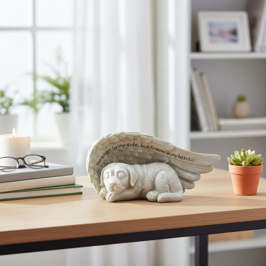 Comfy Hour Pet In Loving Memory Collection 4" Dog Peacefully Sleeping in Angel Wing Figurine Pet Statue - in Memory of My Best Friend Bereavement, Polyresin