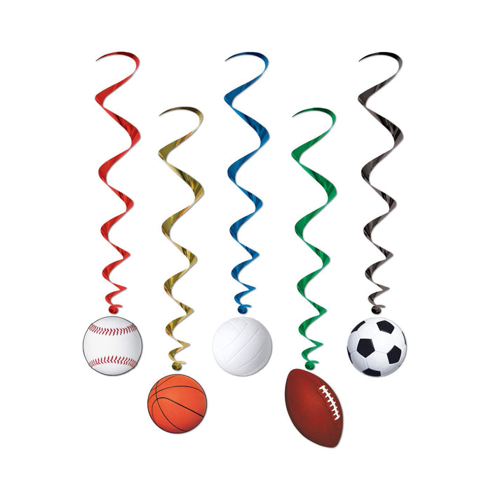 Beistle Hanging Ornament, Sports Whirls - (5 Pack), Multicolored