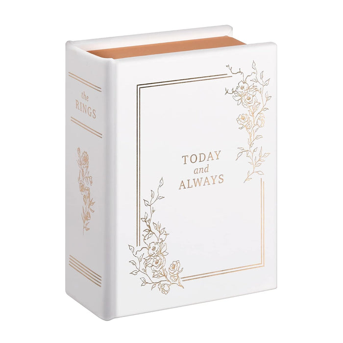 Blue Sky Clayworks Lillian Rose Wedding Ring Book Box, One Size, White