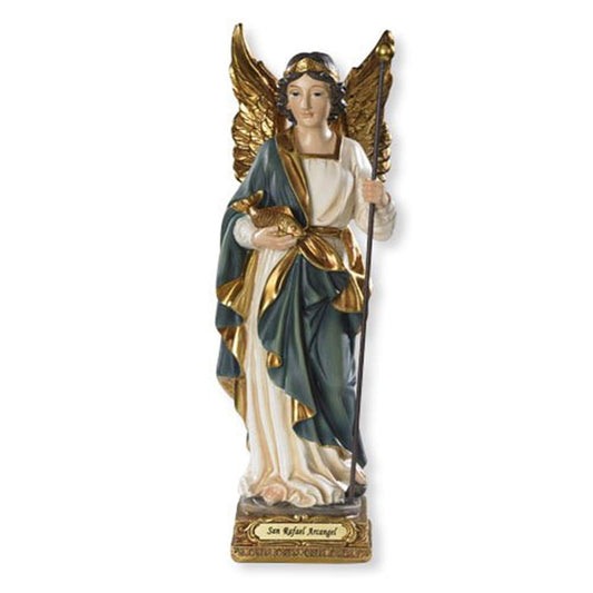 ArchAngel Saint Rafael Raphael Statue 8" Patron Saint of Physicians. Hand Painted. Milagros - VG010