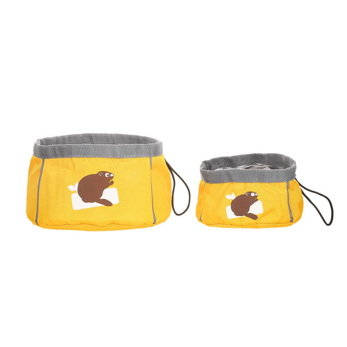 HugSmart Pet – Collapsible Dog Bowl Set | Foldable Travel Pet Feeding Bowl for Hiking|2 Pack Portable Water and Food Holders for Small, Medium and Large Dogs (Go Bowel Beaver)