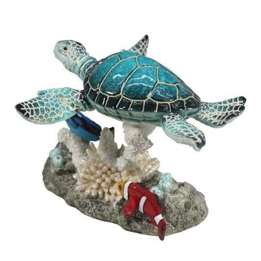 Comfy Hour Ocean Voyage With Sea Turtles Collection Resin 5" Marine Animals Coral Turtle Clownfish Desktop Decoration