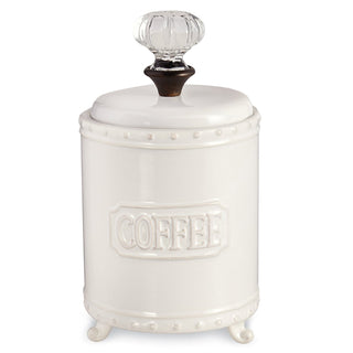 Mud Pie 6 Inch Coffee Canister, Embossed Coffee Design