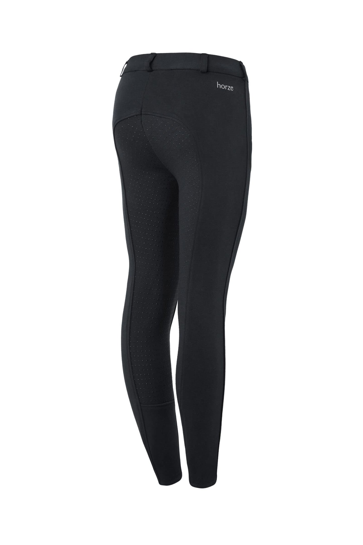 HORZE Active Kids' Unisex Silicone Grip Full Seat Horseback Riding Breeches - Black - L