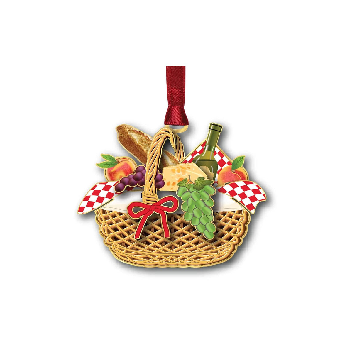 Beacon Design Hanging Ornament, 2.3" x 2.8", Picnic Basket