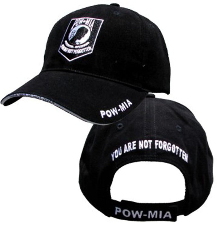 EAGLE CREST POW-MIA Logo with Text Cap, Black