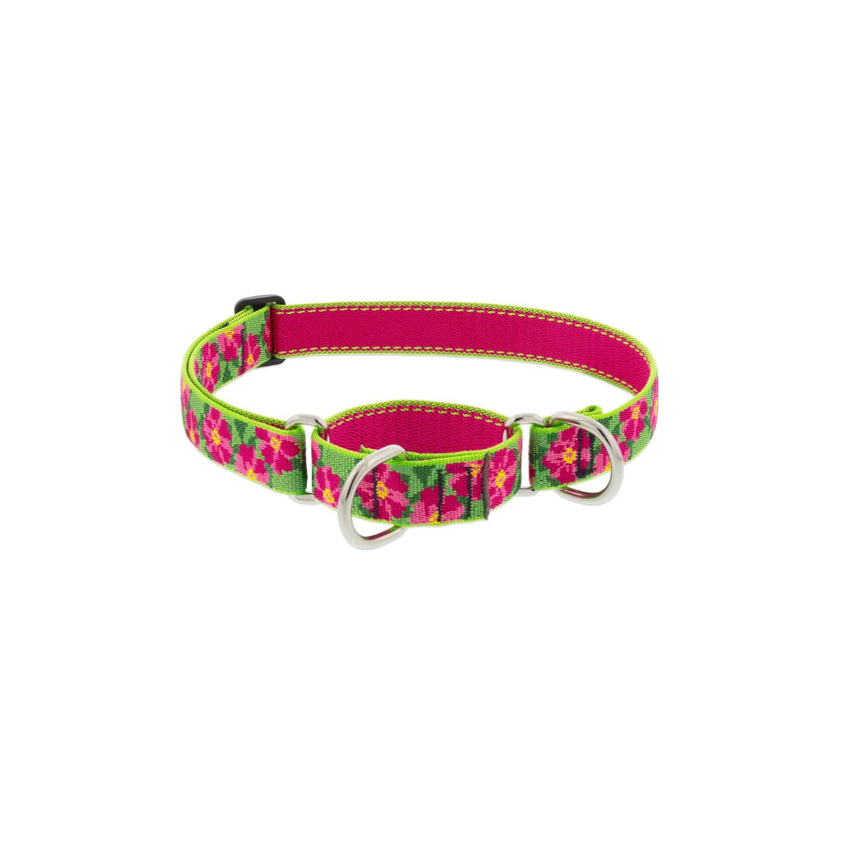 LupinePet Animal Collar, 1"wide, adjusts 19-27-inches, Pink, Green