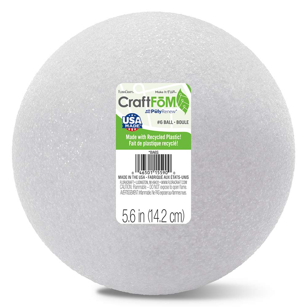 FloraCraft Styrofoam Ball 5 Inch White